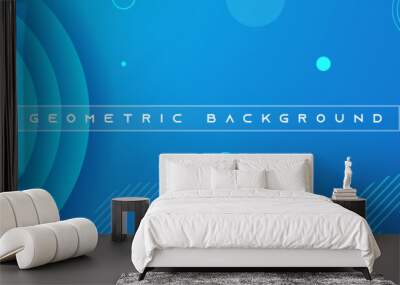 Blue abstract vector long banner. Business minimal gradient background with circles and copy space for text. Social media, facebook header Wall mural