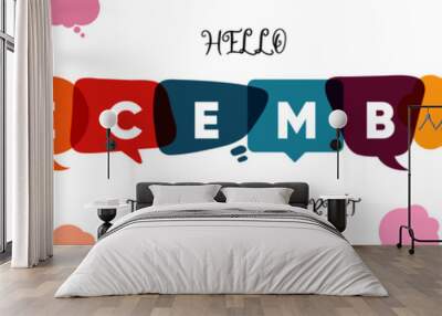 DECEMBER colorful lettering Wall mural