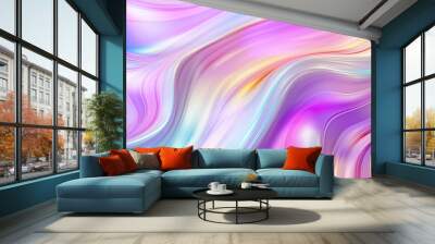 Holographic liquid background. Holograph blue, pink colors texture with foil effect. Halographic iridescent backdrop. Pearlescent gradient for design prints. Rainbow metallic texture Wall mural