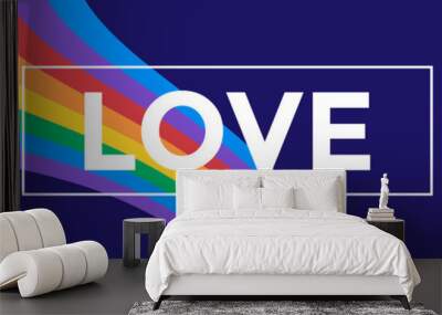 LGBTQ pride month background. Rainbow wave shape color illustration Wall mural