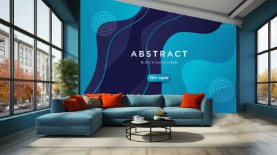 Liquid abstract background. Blue fluid vector banner template for social media, web sites. Wavy shapes	
 Wall mural