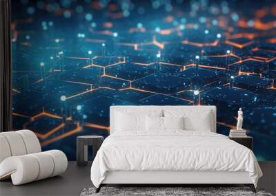 Modern futuristic background, for big data processes, neural networks, artificial intelligence, data transfer and encryption, digital archives, sound and graphic presentations, science, education, etc Wall mural