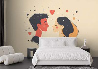 A line illustration of couple generated by AI Wall mural