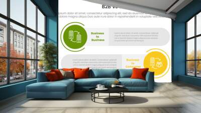 b2b vs b2c difference comparison or versus concept for infographic template banner with big circle and long rectangle round shape with two point list information Wall mural