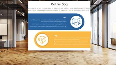 cat vs dog comparison concept for infographic template banner with horizontal round rectangle box with two point list information Wall mural