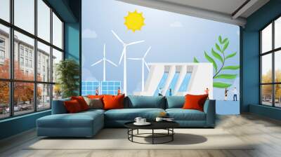 clean energy renewable elctricity powerconcept with various model and options with modern flat style - vector Wall mural