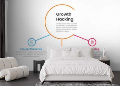 growth hacking infographic 3 point with big circle and small circle linked for slide presentation Wall mural