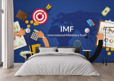 imf international monetary fund concept with team work and graph chart Wall mural