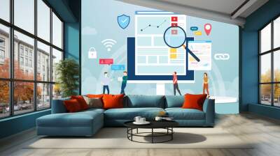 organic seo concept with team people work on analytics analysis development with modern flat style - vector Wall mural