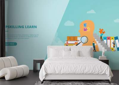 upskilling learn concept for website landing homepage template banner or slide presentation Wall mural