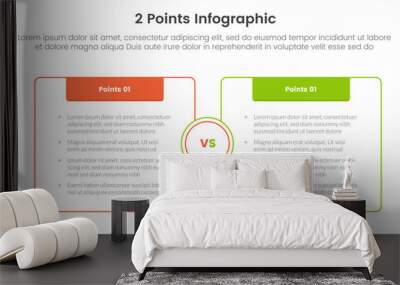 versus or compare and comparison concept for infographic template banner with box opposite outline with header with two point list information Wall mural