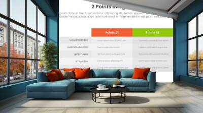 versus or compare and comparison concept for infographic template banner with box table column with two point list information Wall mural