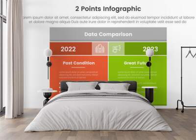 versus or compare and comparison concept for infographic template banner with box table with fullcolor background block with two point list information Wall mural