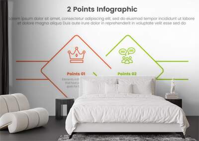 versus or compare and comparison concept for infographic template banner with skewed rotate square shape with two point list information Wall mural