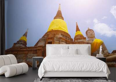 ancient buddhist temple in ayutthaya thailand Wall mural