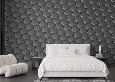 Black hexagon wallpaper, hexagonal pattern on black background mosaic Wall mural