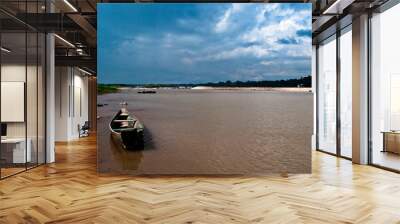 boat on the river Wall mural