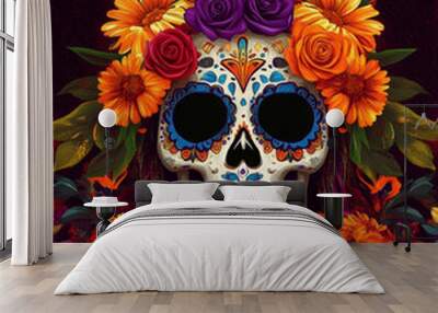 A beautifully designed Dia de Los Muertos Wall mural