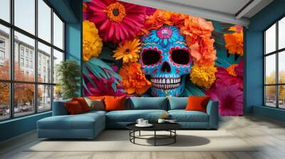 A beautifully designed Dia de Los Muertos Wall mural