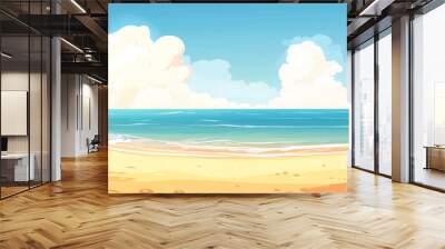 Cartoon simple beach background in summer Wall mural