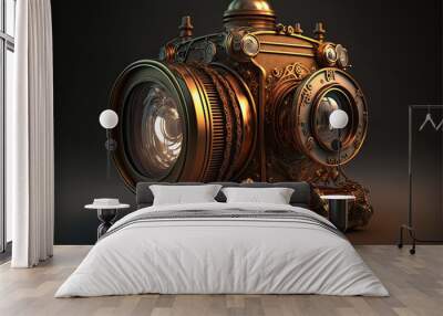 illustration about a steampunk photographic camera. Wall mural