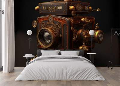 illustration about a steampunk photographic camera. Wall mural