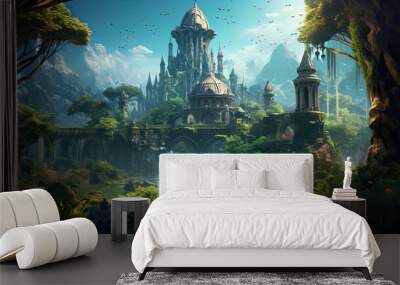 Illustration of a fantasy landscape. Wall mural