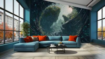 Illustration of a fantasy portal. Wall mural