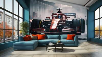 Illustration of formula 1 race - AI generated image. Wall mural