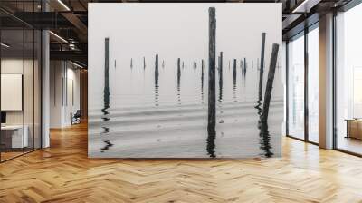 Wooden Poles on the Water 1 Wall mural