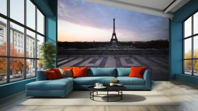 Sunrise in the Eiffel tower, Paris, France Wall mural