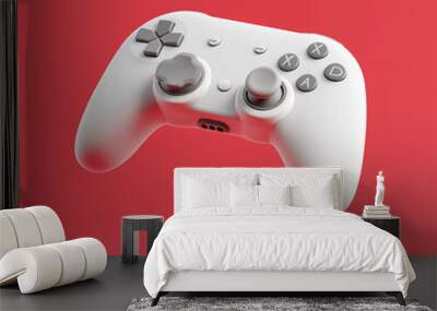 3D Render of White Game Controller on Red Background Wall mural