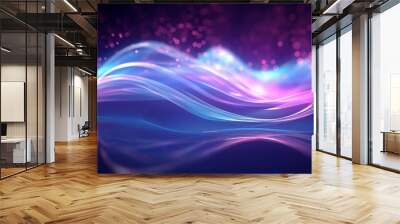 abstract futuristic background with purple and blue glowing neon moving high speed wave lines and bokeh lights data transfer concept  Wall mural