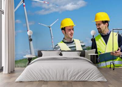 two engineers in a wind turbine power station Wall mural