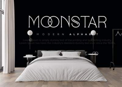 MOONSTAAR style font design, set of alphabet letters and numbers vector illustration Crypto font. Wall mural