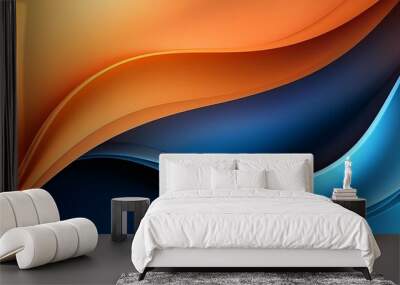 abstract background with a blue and orange gradient smooth curves from dark to light simple shapes smooth lines Wall mural