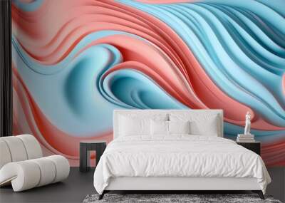 abstract coral blue pastel fluid texture wave background Wall mural