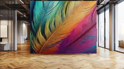 beautiful colors trend eagle feather texture pattern background Wall mural