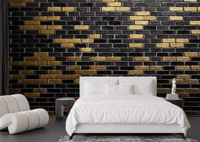 black and gold brick wall texture background Wall mural