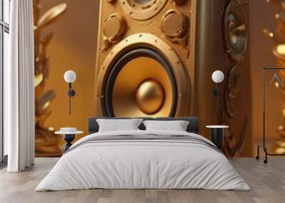 Colorful fantasy music speakers gold Wall mural