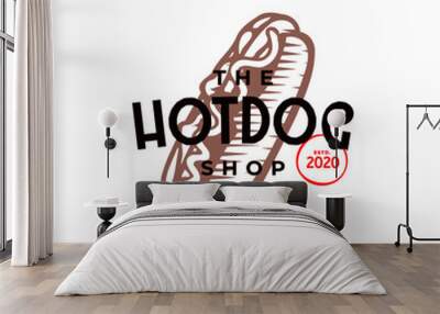 handdrawn style hotdog logo for cafe and bistro Wall mural