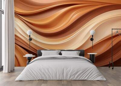 horizontal banner with waves modern soft curvy waves background illustration with sandy brown wheat and chocolate color Wall mural