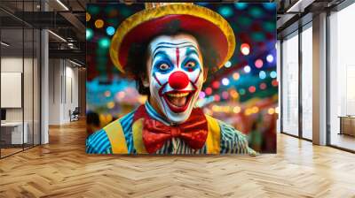 horror clown and creapy funfair or circus concept of evil and fear designed using generative ai Wall mural