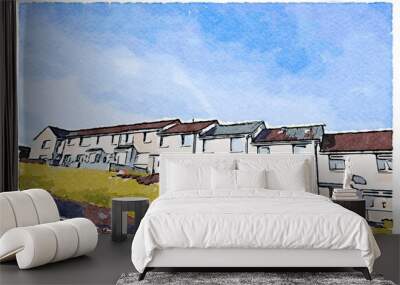 Council houses in poor estate with high populations and many social welfare issues Wall mural