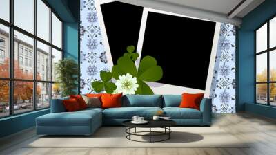 Clover leaf and flowers design Wall mural