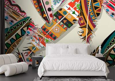 Ikat feather pattern 2 Wall mural