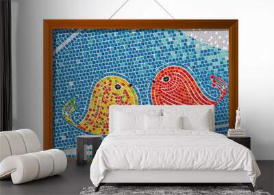 Mosaic tile birds Wall mural