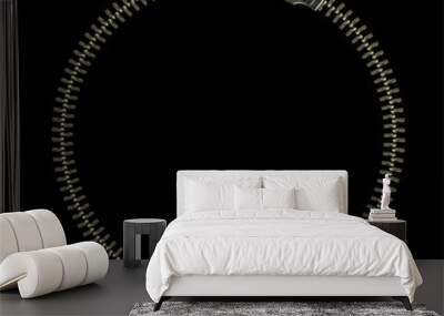 circular zipper frame on black background Wall mural