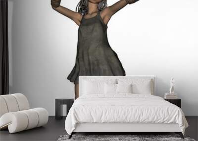 fantasy female in dreads or locs gesturing or motioning in an exaggerated way - isolated Wall mural