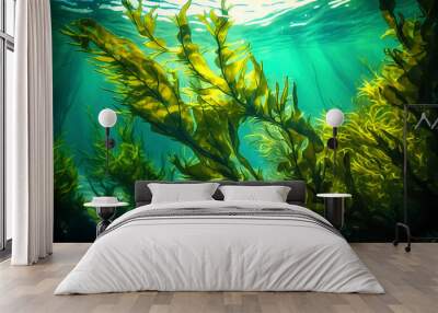 seaweed in shallow ocean water Wall mural